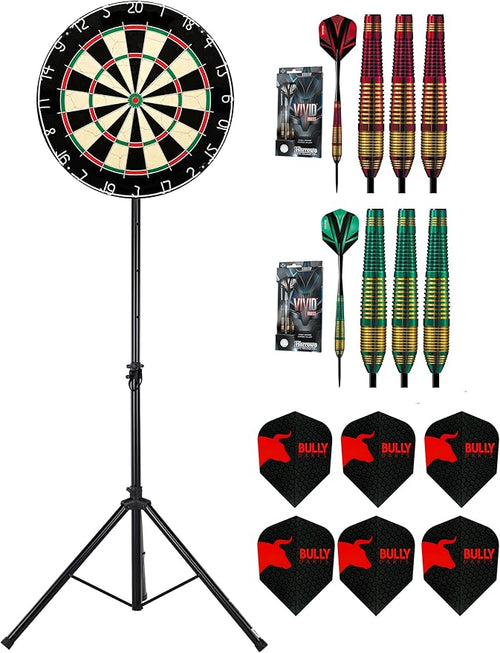 Dartboard Stand Set Portable Adjustable Sisal Board 2 Sets Darts