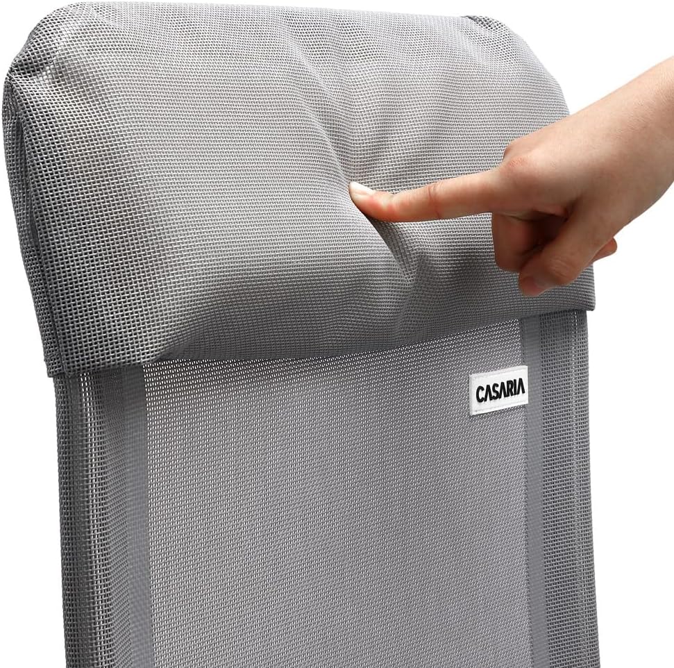 4 Pack Grey Folding Garden Chairs Adjustable High Back