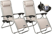 Set of 2 Zero Gravity Sun Lounger Chairs Grey Folding
