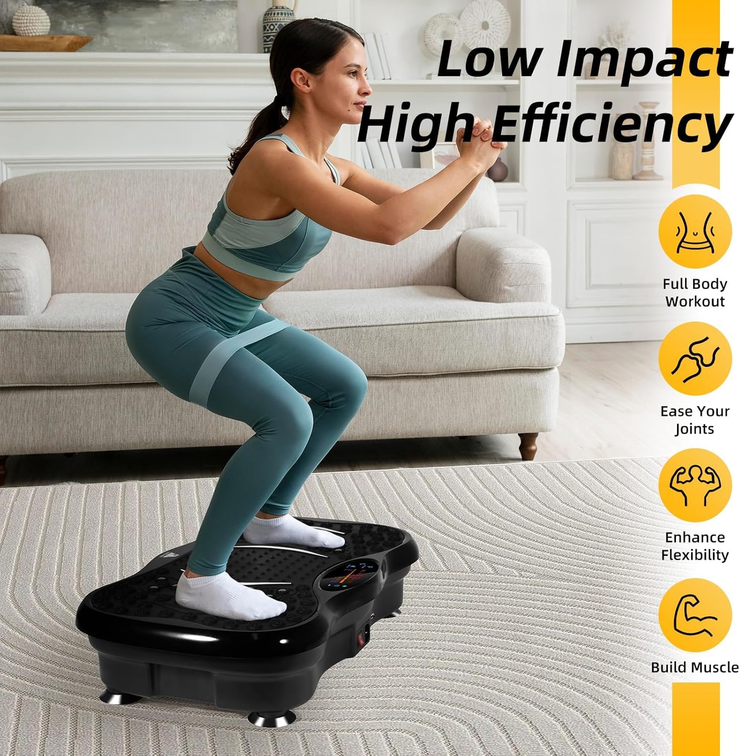 Vibration Plate Exercise Machine w Bluetooth Speaker Bands 99 Speed