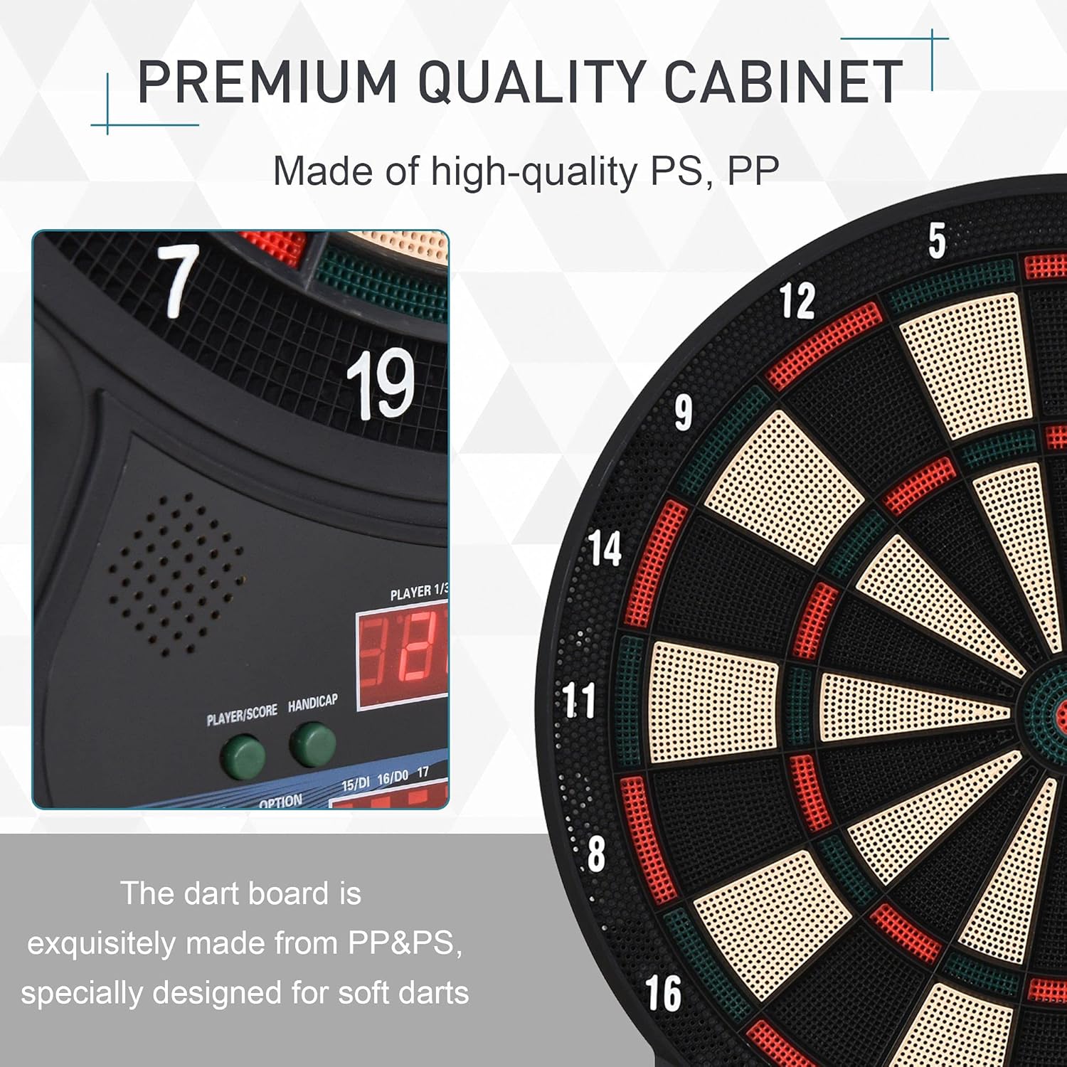 Electronic Dartboard Set LED Auto Scoring 27 Games 12 Darts
