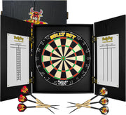 Dartboard Cabinet Set Sisal Board 6 Darts Scoreboard Wall Mount