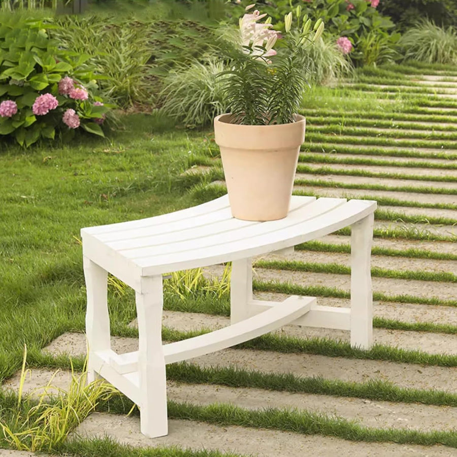 2 Seater Garden Bench Backless Outdoor Patio Park Seat White