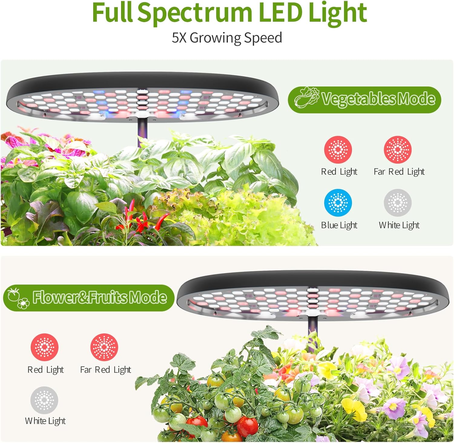 Hydroponic Growing System 12 Pods LED Indoor Herb Garden Black