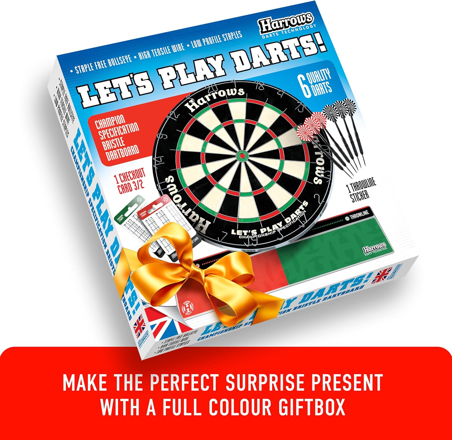 Bristle Dart Board Set Steel Tip Darts Staple Free Official