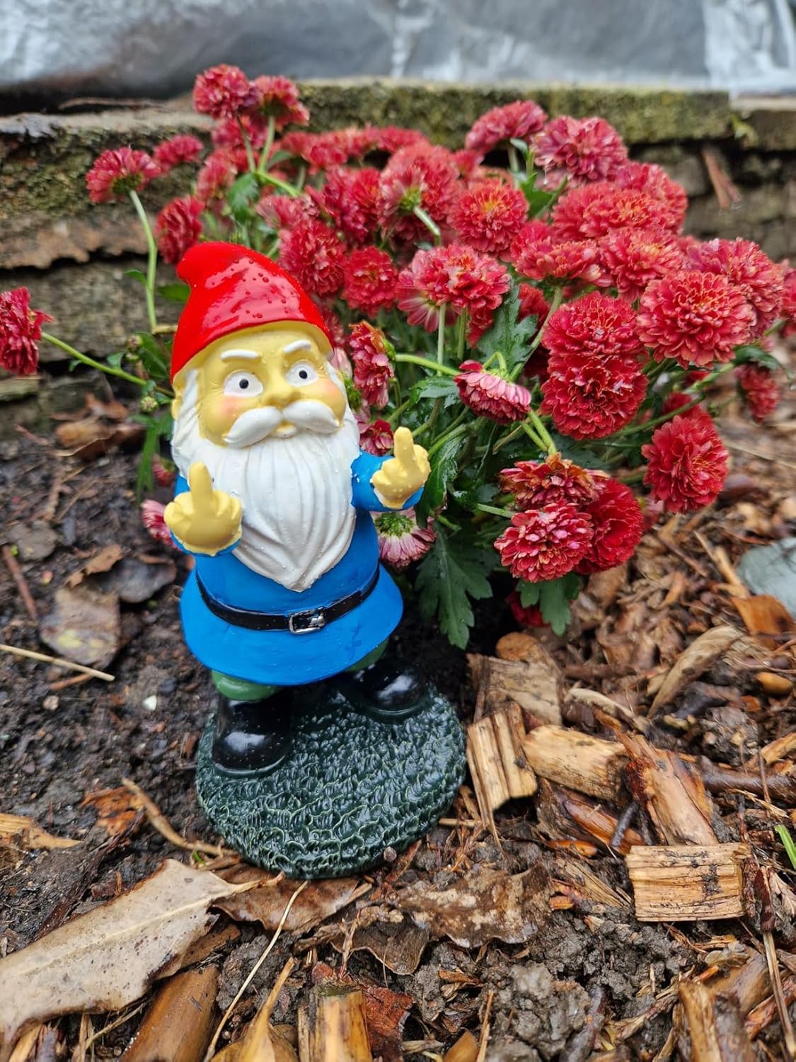 Funny Garden Gnome Statue Outdoor Naughty Ornament Resin 12cm