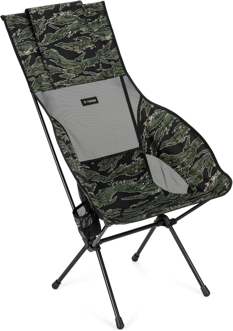 High Back Camping Chair Wide Foldable Camo