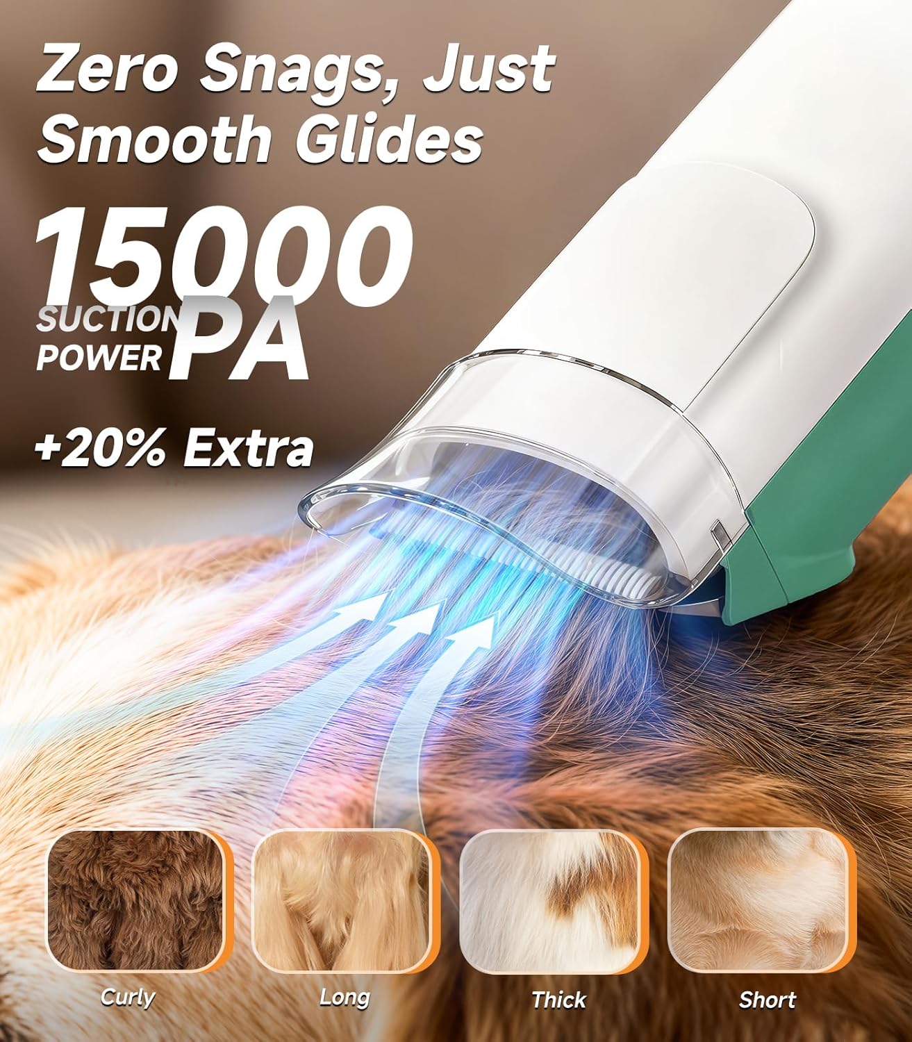 Dog Grooming Vacuum Kit 2L Quiet Clipper Brush Green