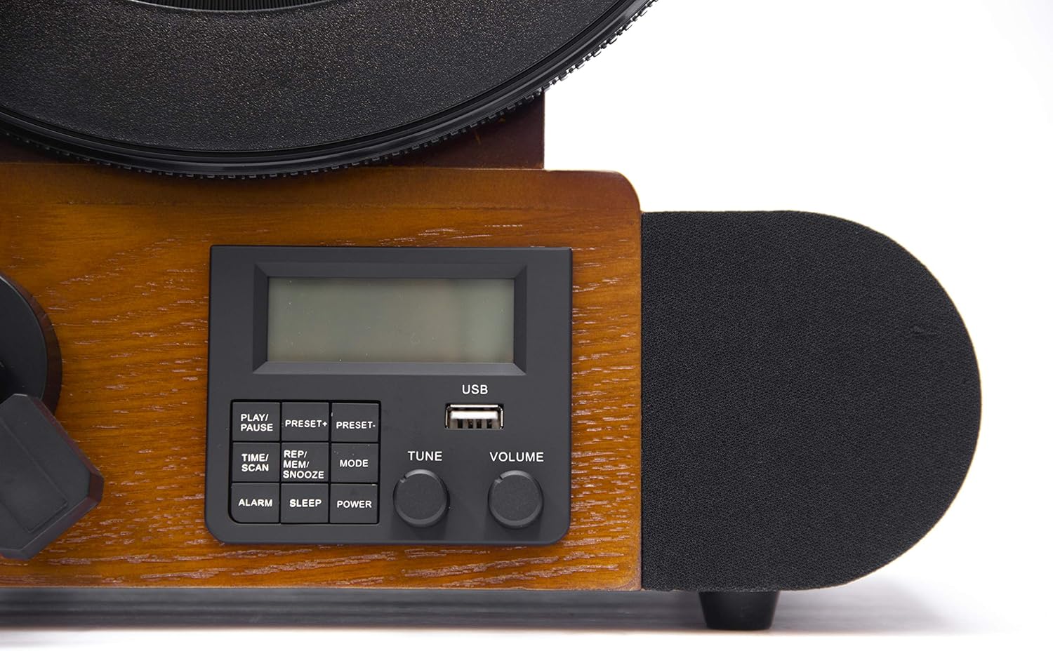 Vertical Record Player with Bluetooth Speakers FM Radio Wood