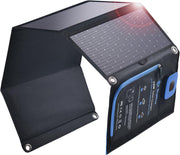 28W Foldable Solar Charger USB C USB A Camping Travel