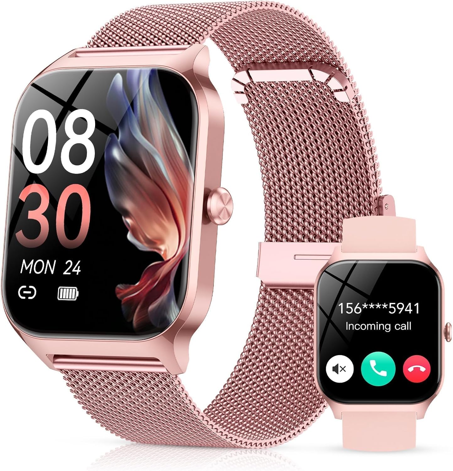 Rose Gold Women Smart Watch Call 120 Sports