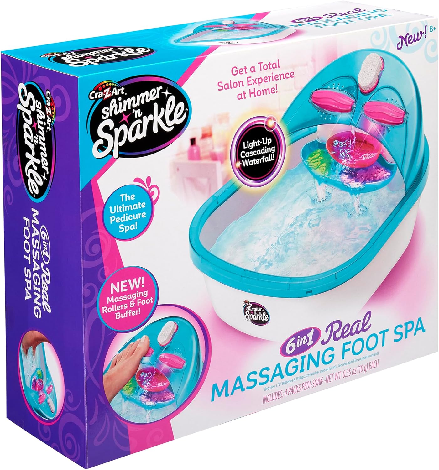 Kids Foot Spa Pedicure Kit Bubble Lights Waterfall Massage Set
