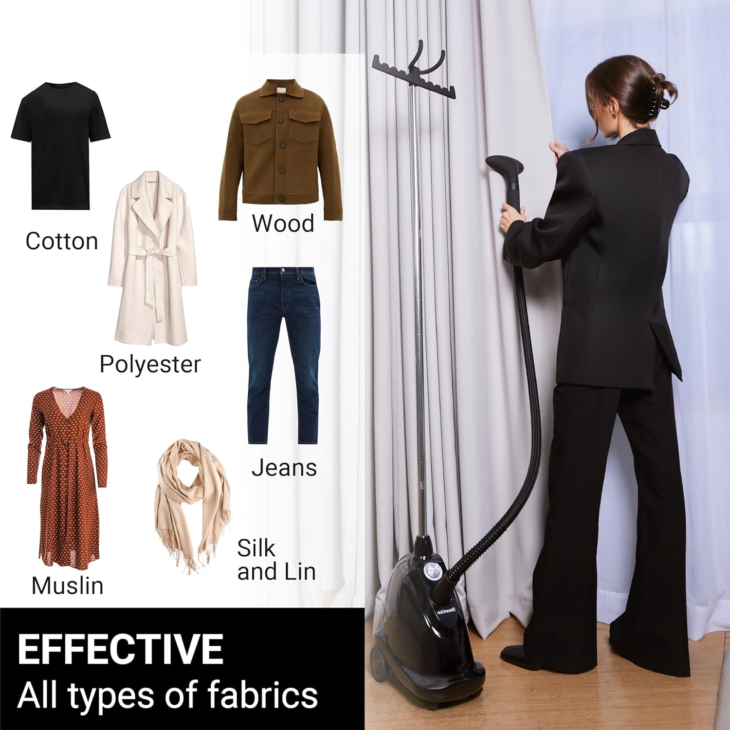 Upright Garment Steamer 2000W 42g Steam 2.5L Tank Mobile
