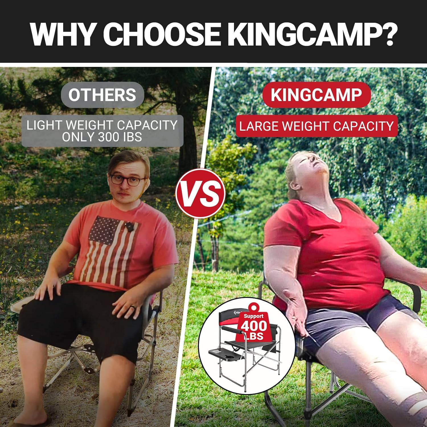 Oversized Directors Camping Chair Foldable Red