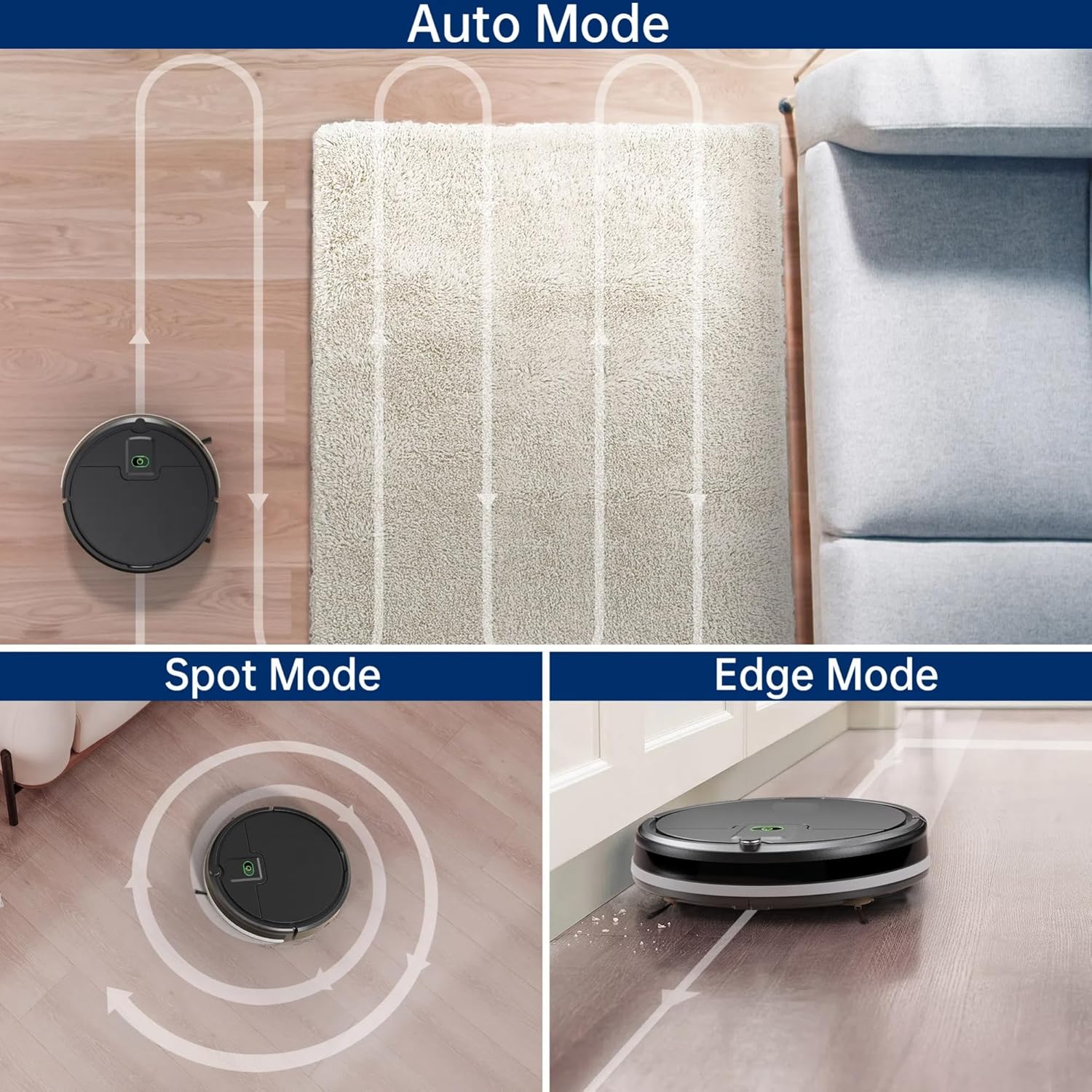 Robot Vacuum Cleaner 3100Pa Strong Suction Slim Tangle Free Auto