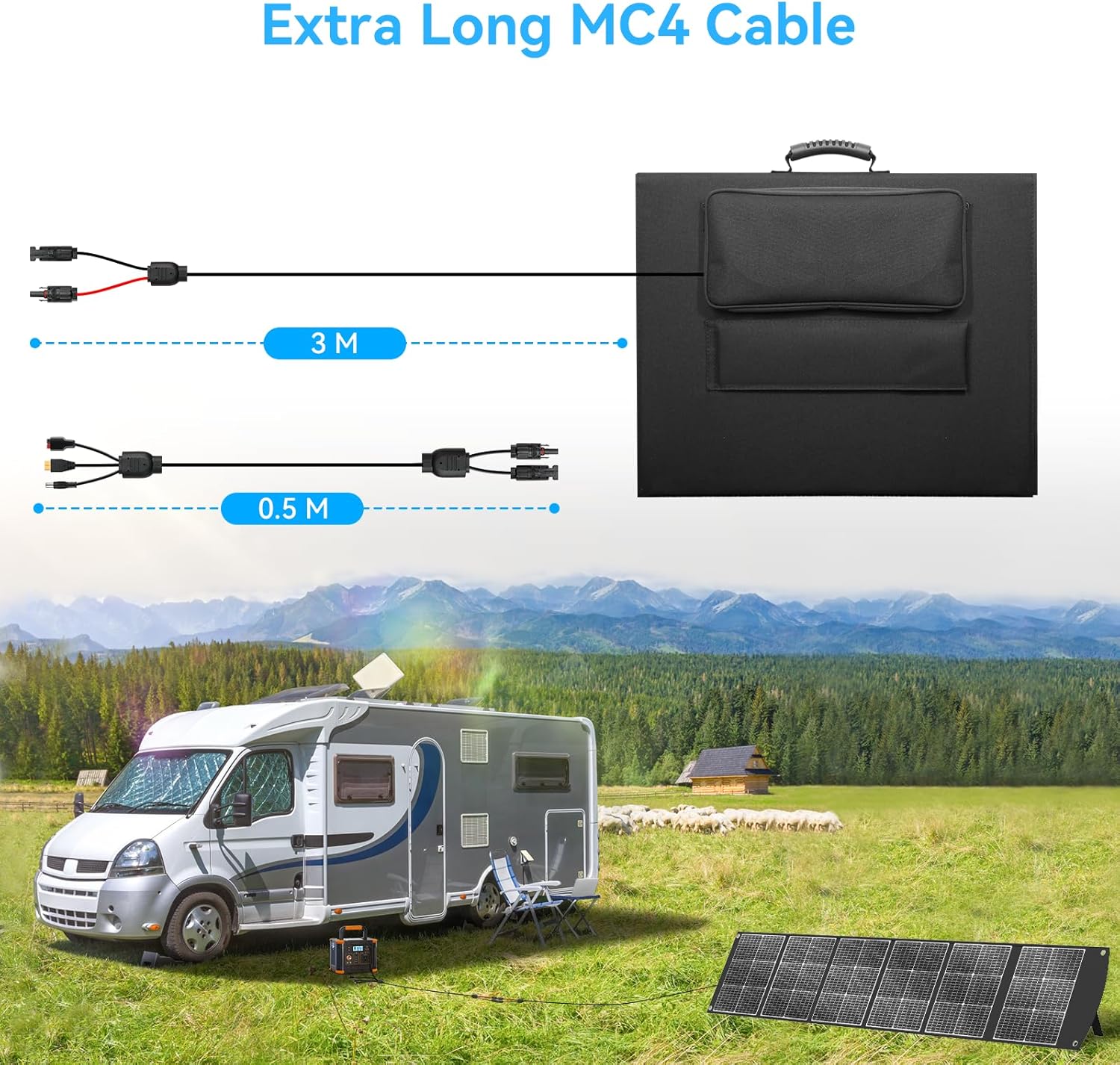 300W Foldable Solar Panel Suitcase MC4 Camping RV Charger