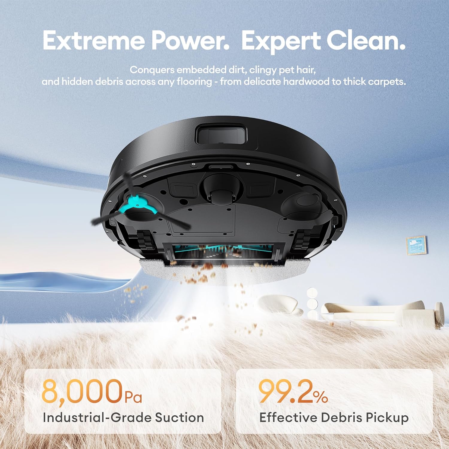 Robot Vacuum Mop 8000Pa Self Empty LiDAR Mapping App Voice Control