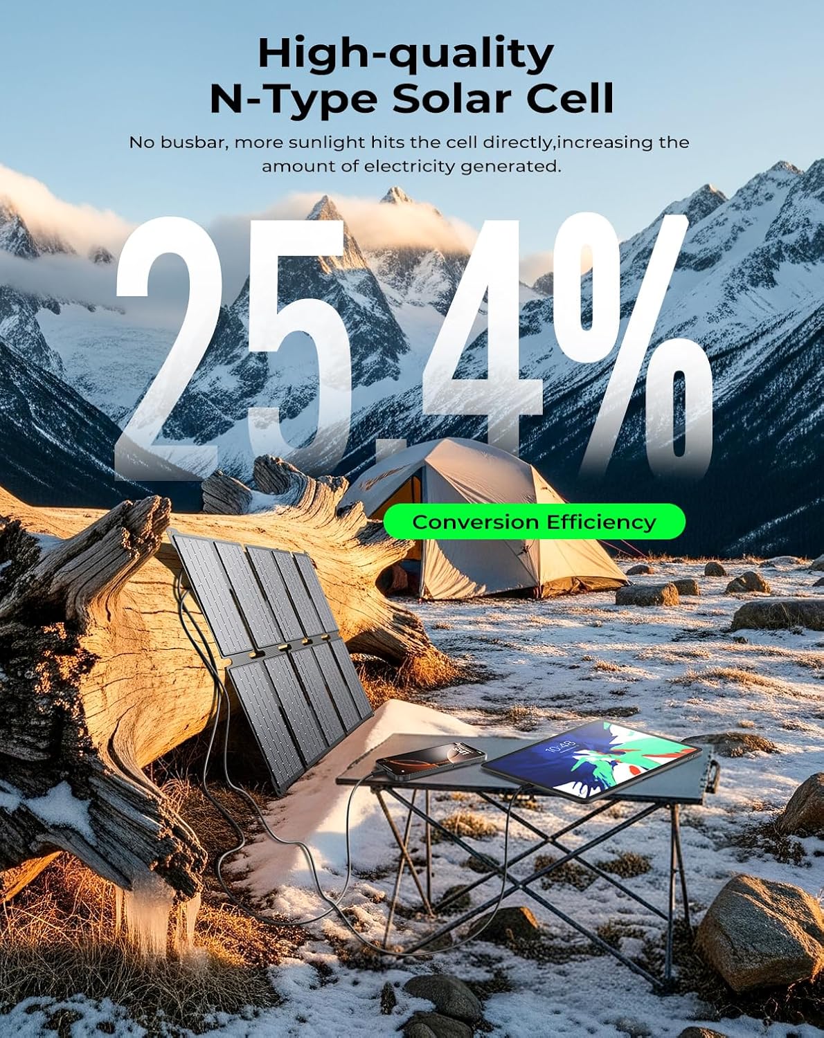 35W Foldable Solar Panel Charger USB C PD Portable Camping