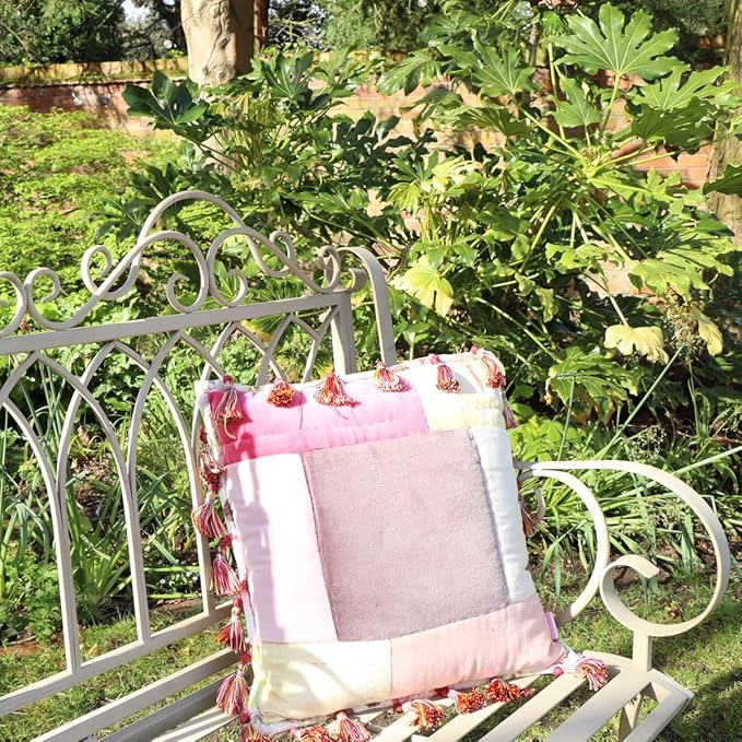 Vintage Metal Garden Bench Antique Cream Patio Seat