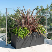 64cm Metal Garden Planter Gunmetal Black Zinc Rectangular Pot