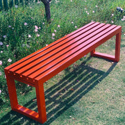 Outdoor Metal Garden Bench Backless Patio Porch Seat 100cm Red