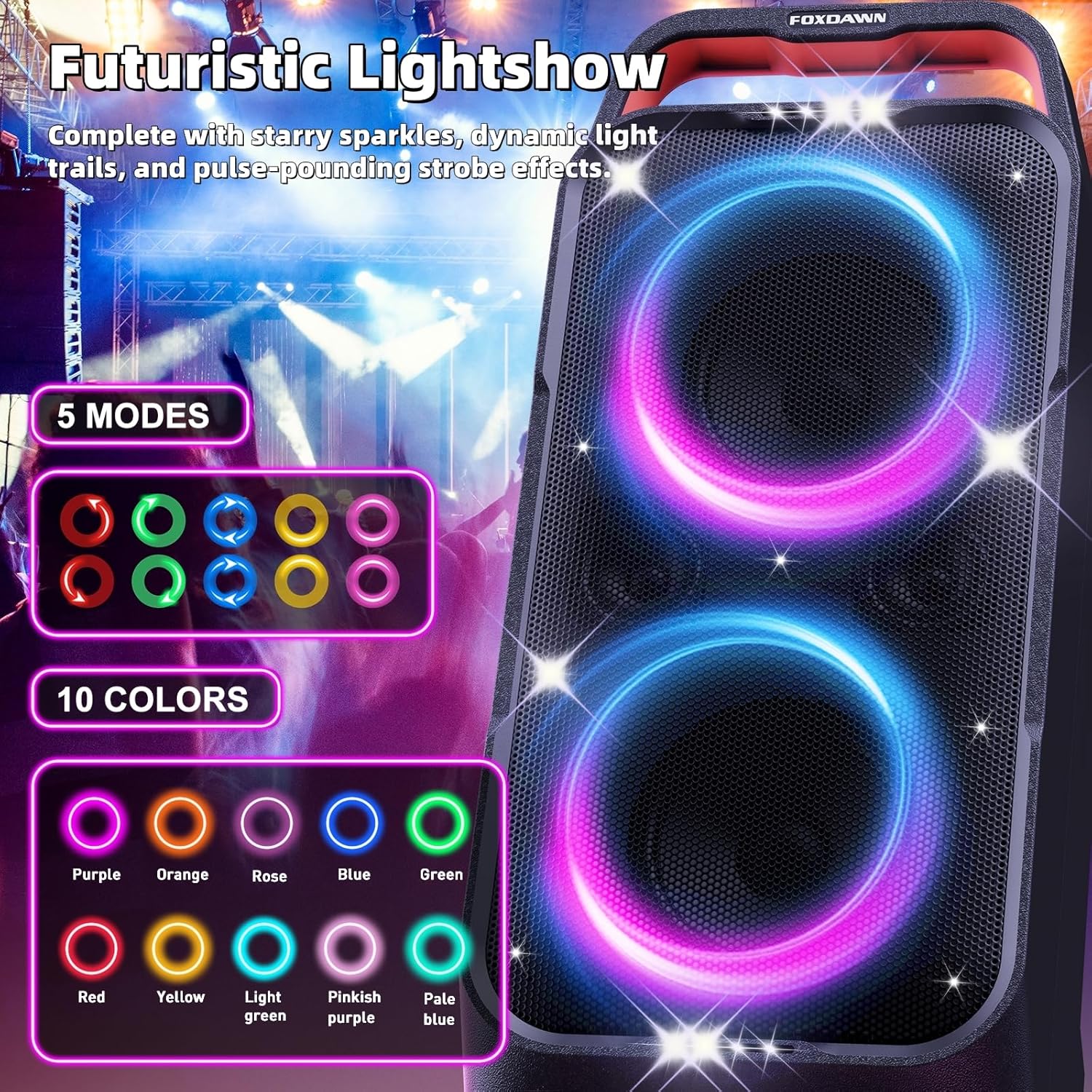 240W Portable Bluetooth Party Speaker Loud Bass LED Lights TWS