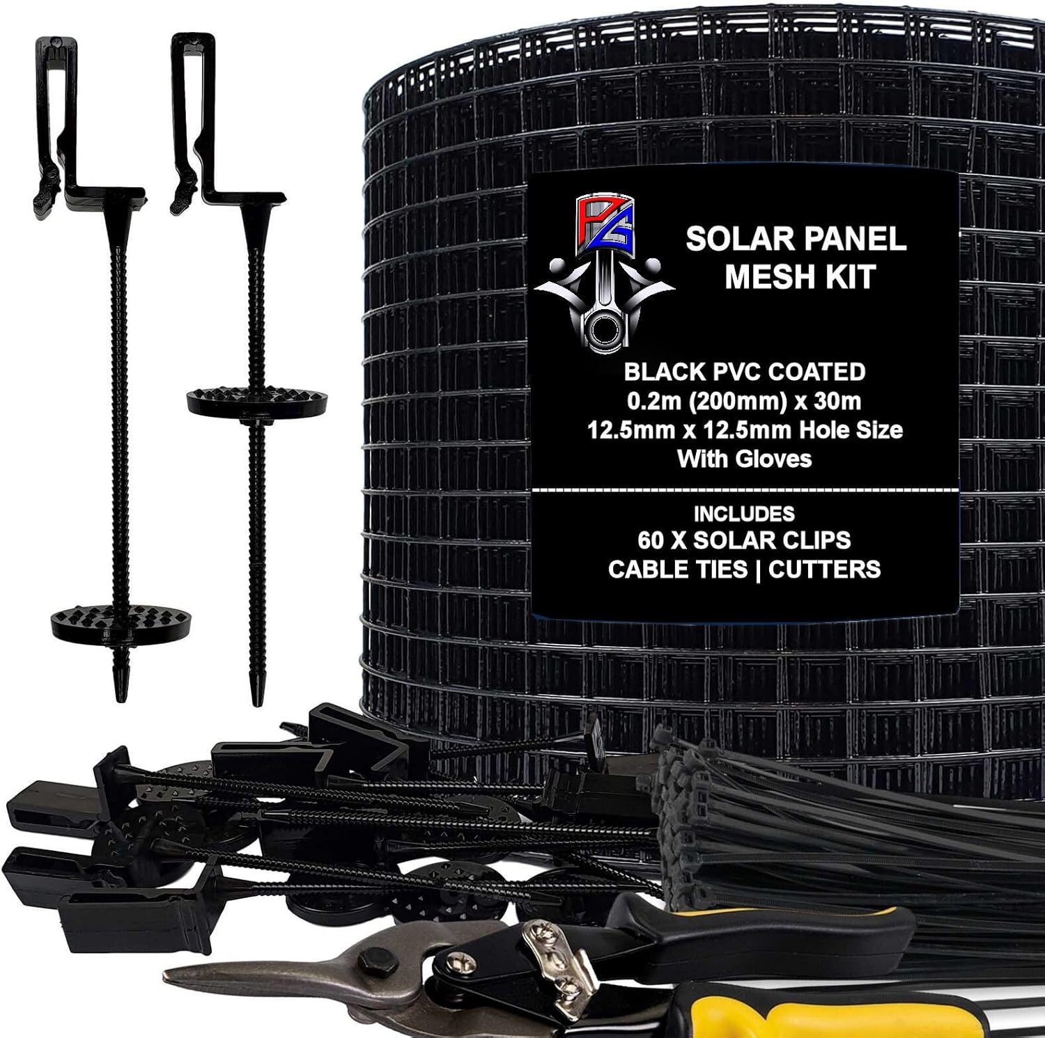 30M Solar Panel Bird Proofing Mesh Kit With 60 Clips Black