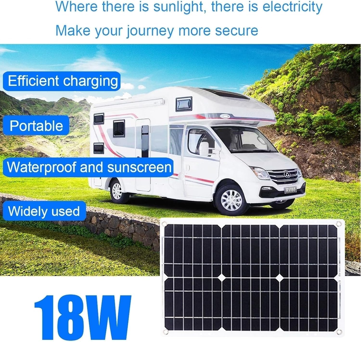 500W Car Power Inverter Solar Panel Kit 30A Controller USB RV Boat
