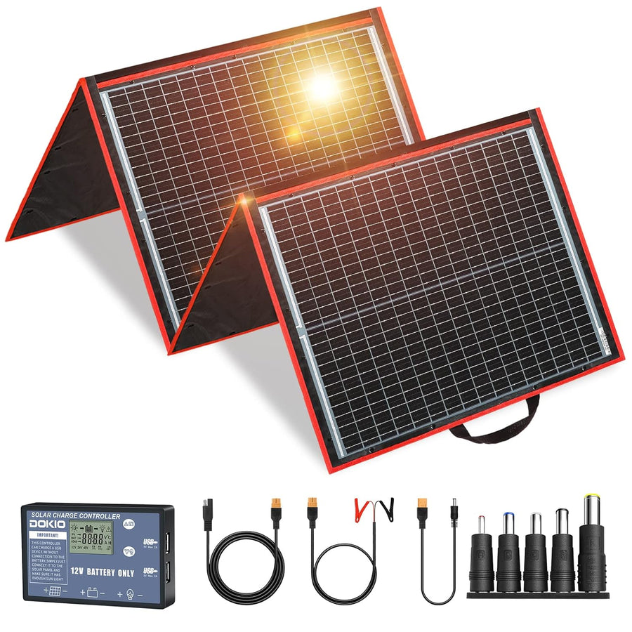 160W Foldable Solar Panel Kit 18V with Controller Cables