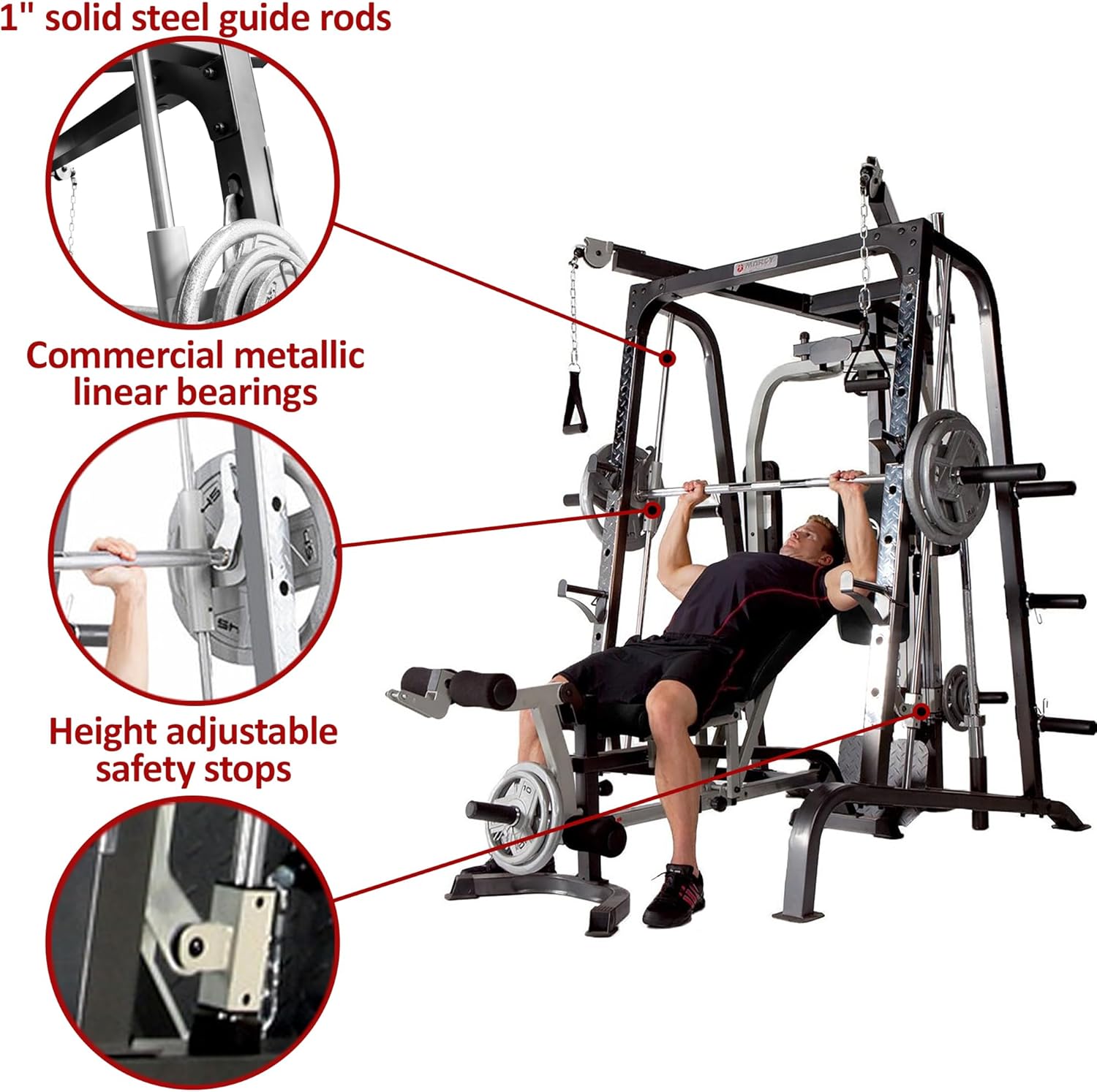Smith Machine Home Gym Power Cage with Adjustable Weight Bench