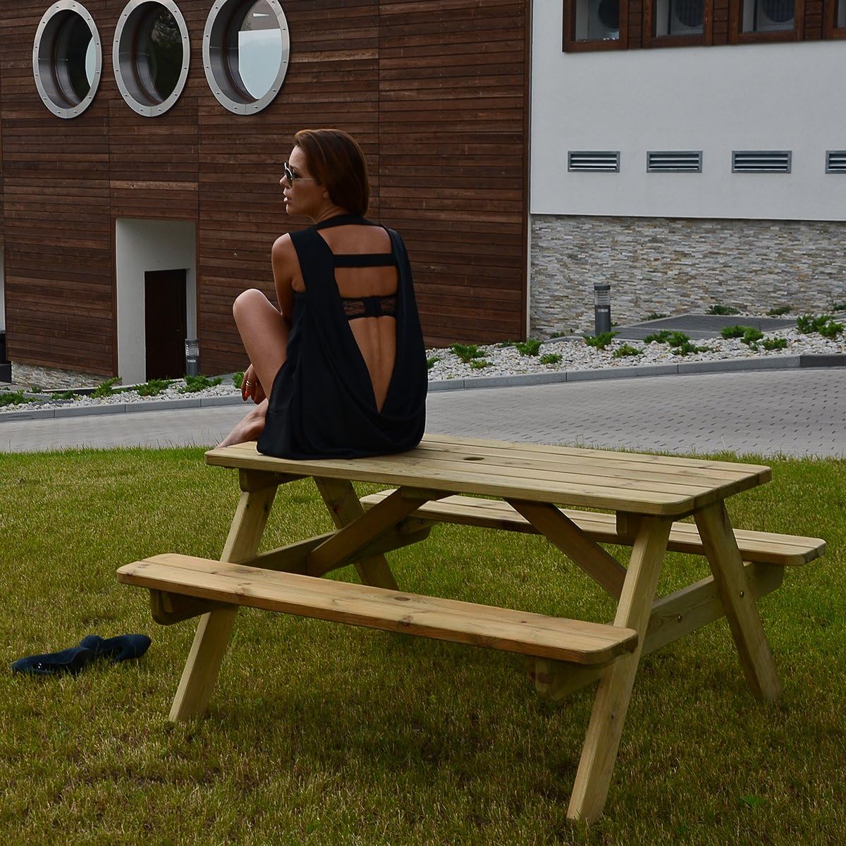 6 Seater Wooden Picnic Table A Frame Garden Bench 140cm