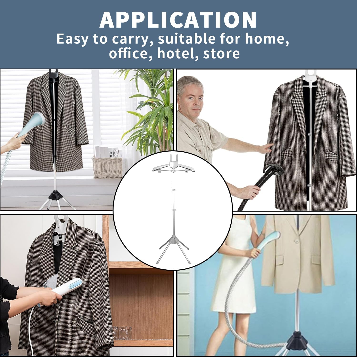 Clothes Steamer Stand Hanger Adjustable Steam Iron Rack Portable