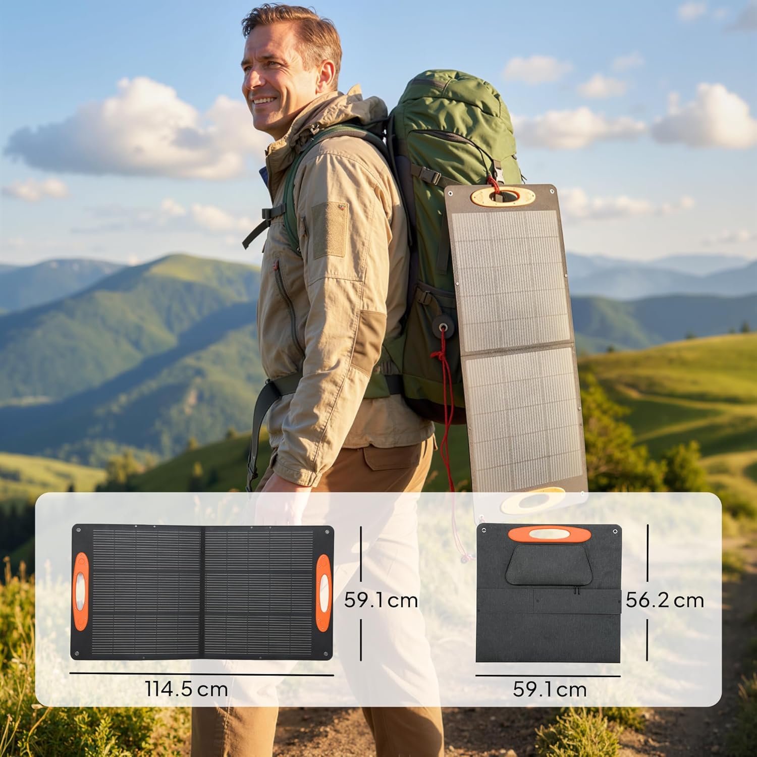 100W Foldable Solar Panel USB C USB A Portable Charger IP67