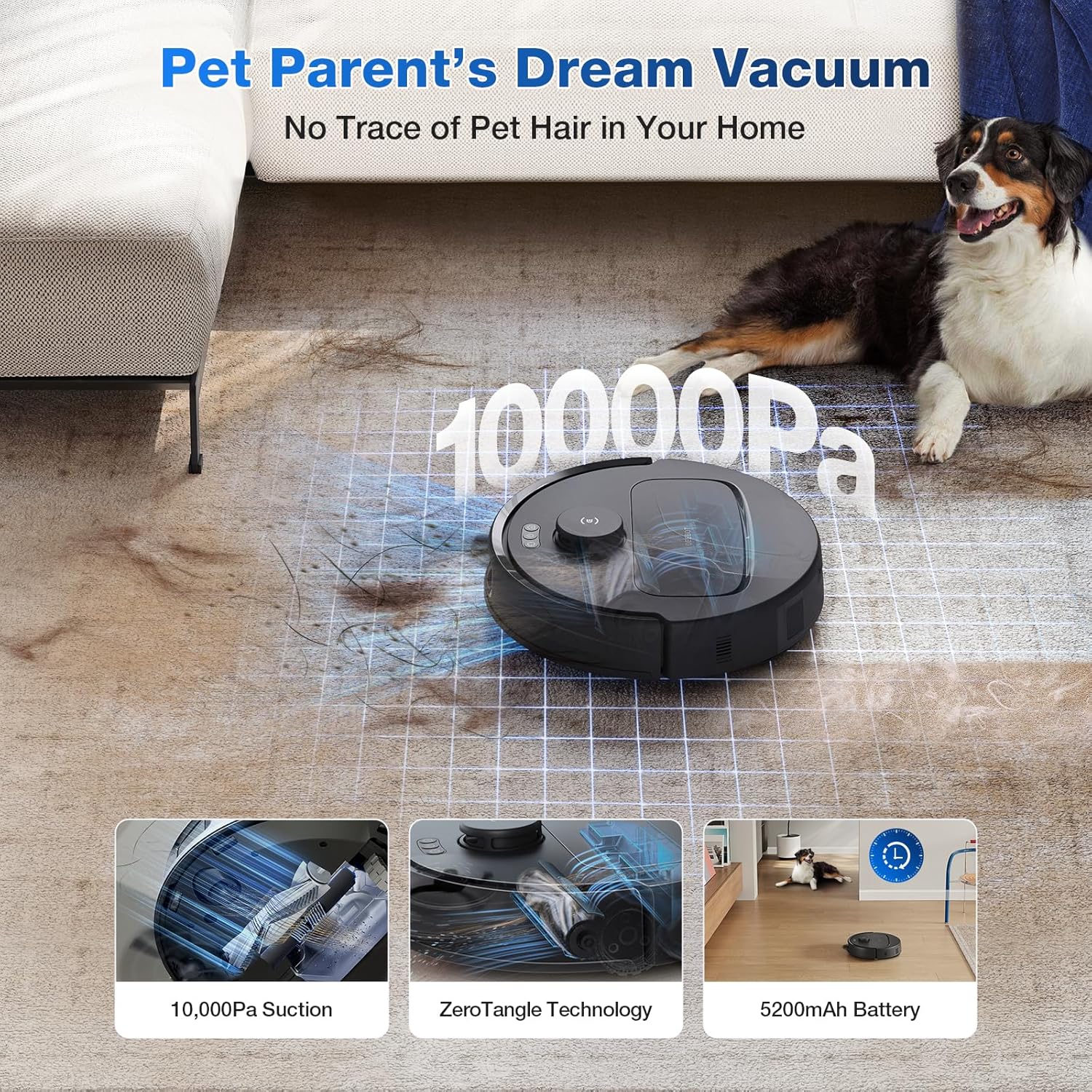Robot Vacuum Mop 10000Pa Self Cleaning Station Hot Wash Dry