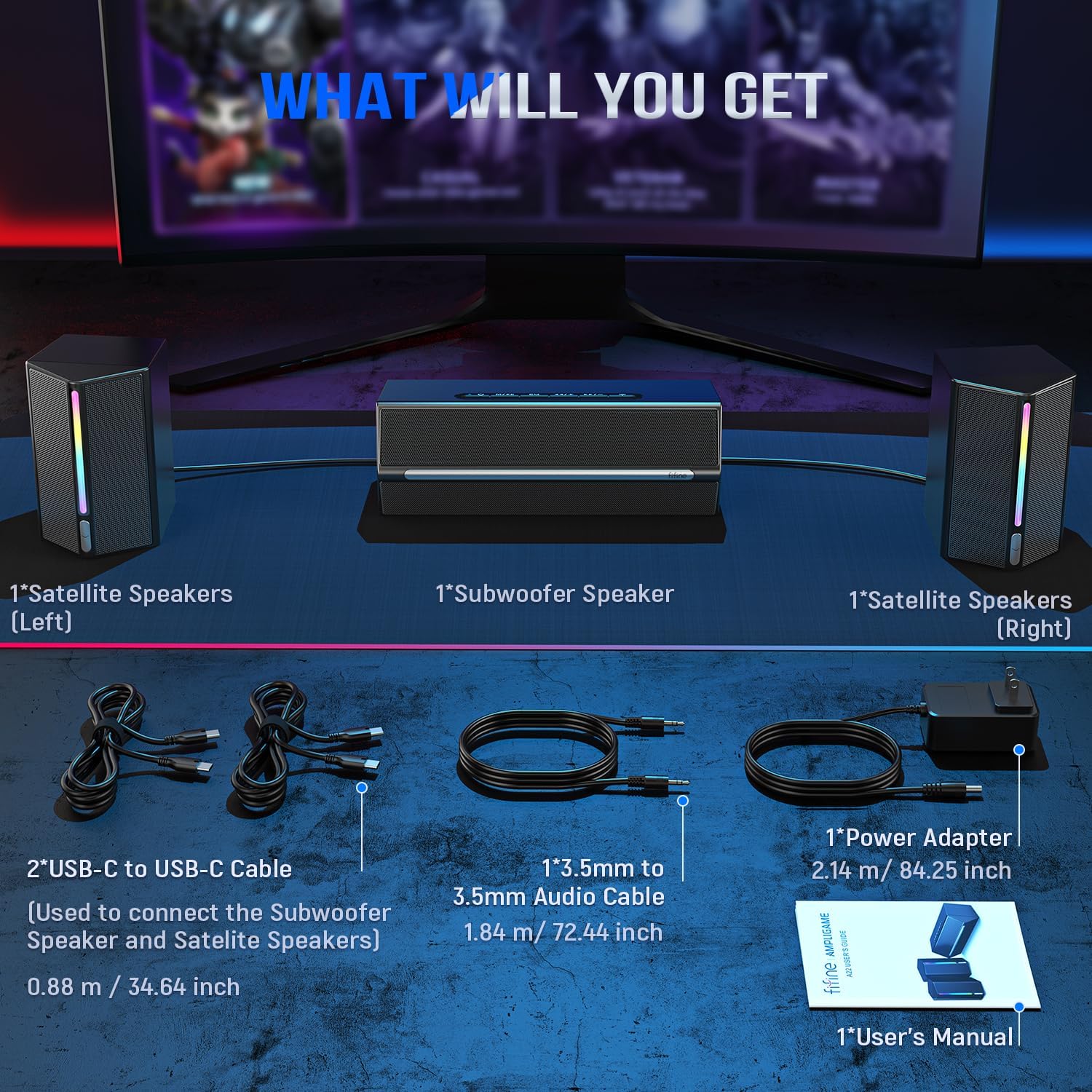 PC Speakers with Subwoofer RGB Gaming Soundbar Bluetooth