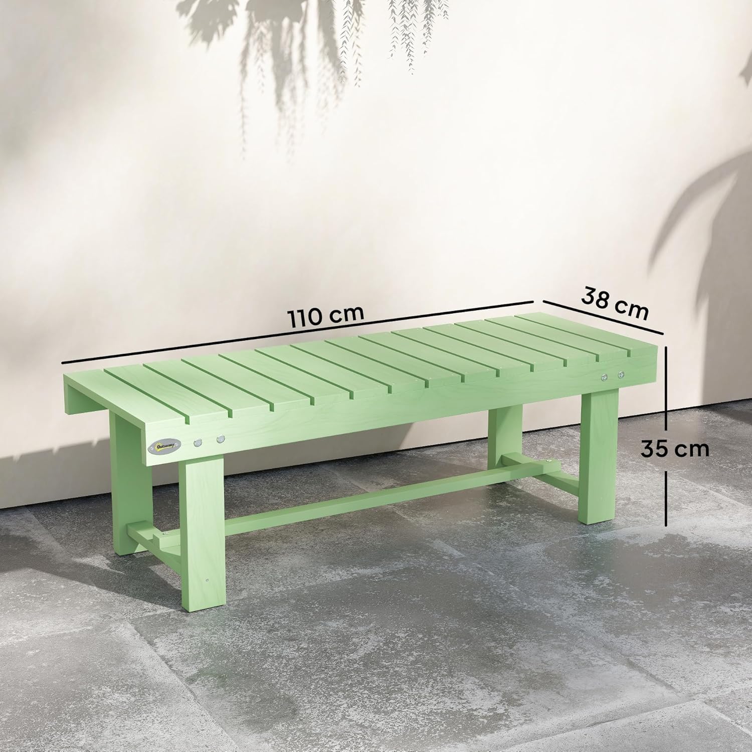 2 Seater Wooden Garden Bench Backless Patio Seat Light Green