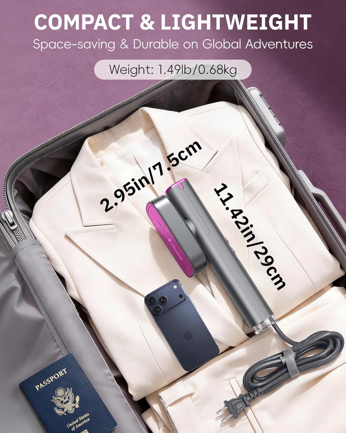 Travel Garment Steamer 3 In 1 Portable Clothes Wrinkle Remover