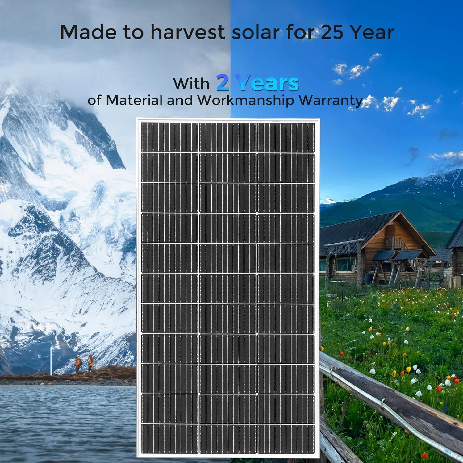 100W Solar Panel Kit 12V with Controller Mount Kit RV Boat Off Grid