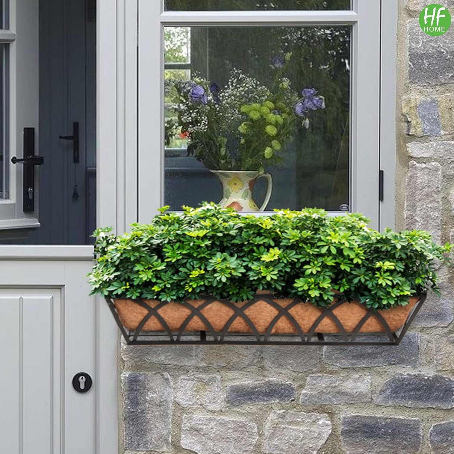 24in Hanging Flower Baskets Wall Planter Metal Trough Coco Liner 2