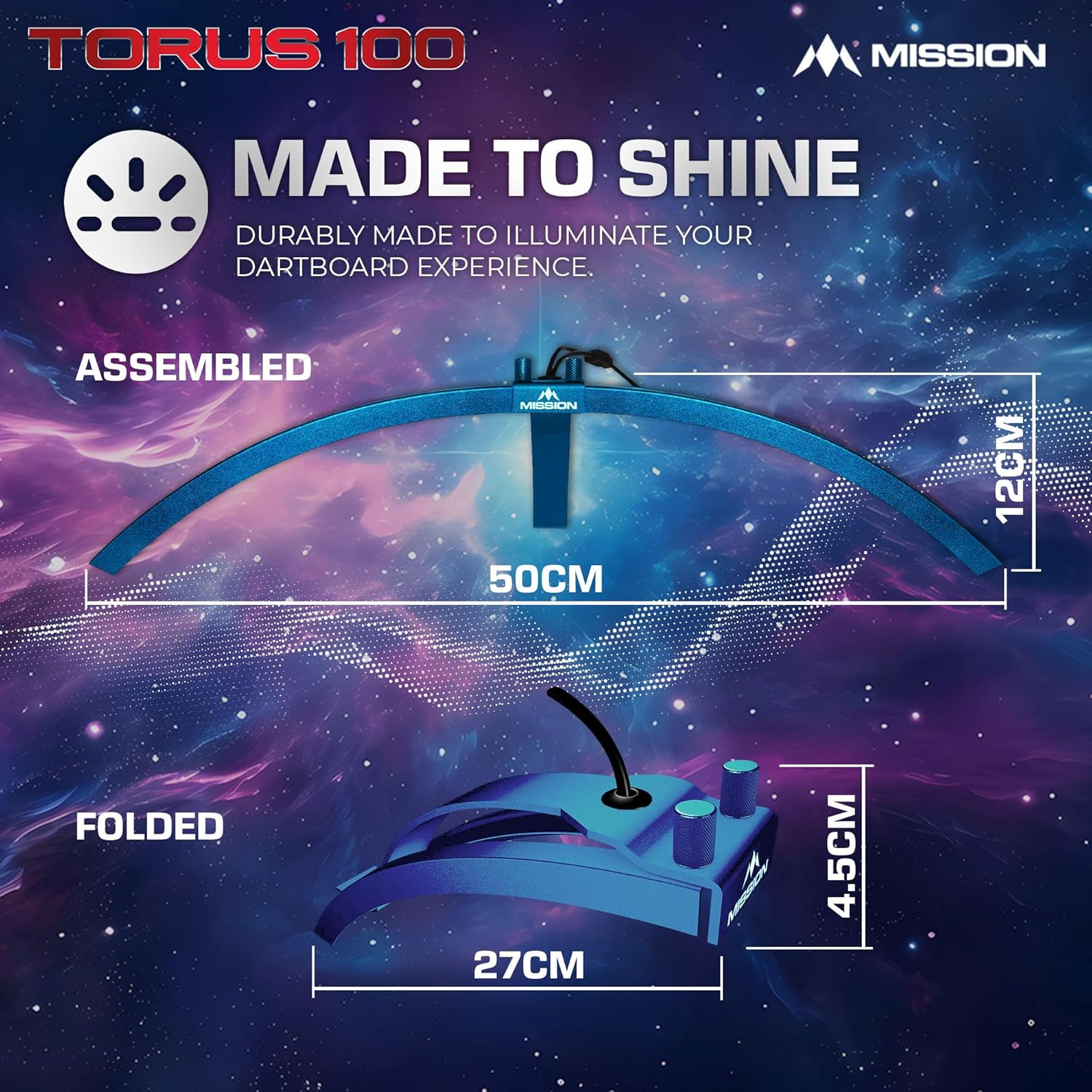 Portable Dartboard LED Light Folding Clip On Travel Lighting