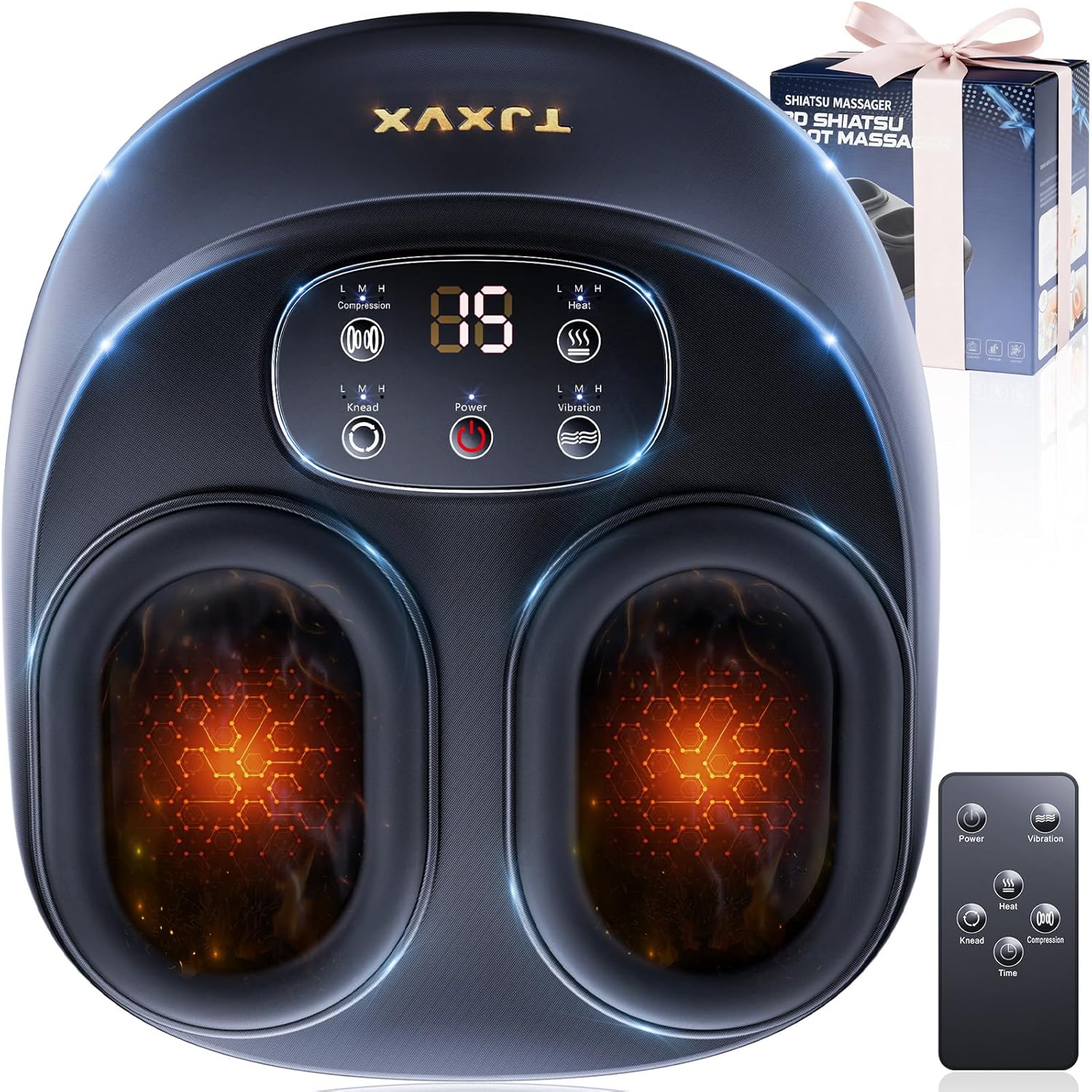 Shiatsu Foot Massager Heat Air Compression Remote 3 Modes Relief