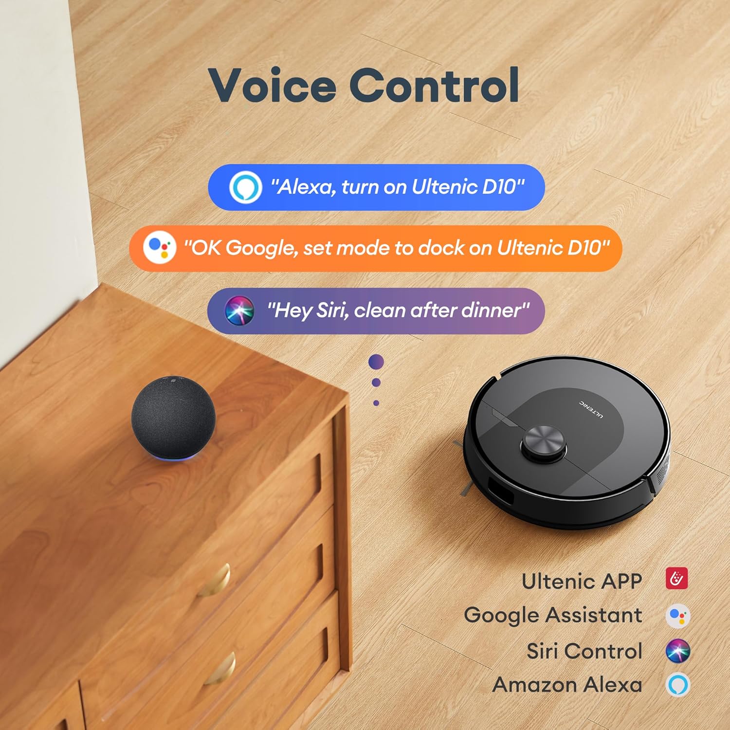 Robot Vacuum Mop 5000Pa LiDAR Mapping App Voice Control Pet Hair