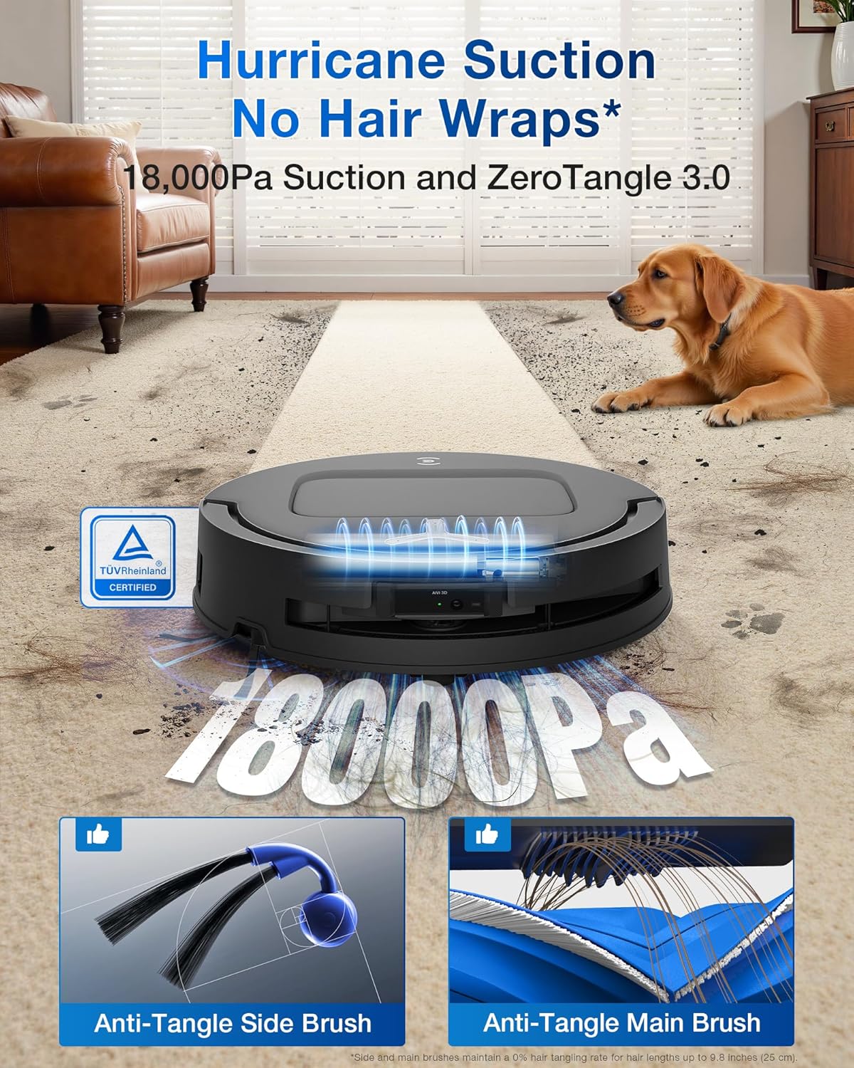 Robot Vacuum Mop Self Empty 18000Pa LiDAR Hot Wash Smart Clean