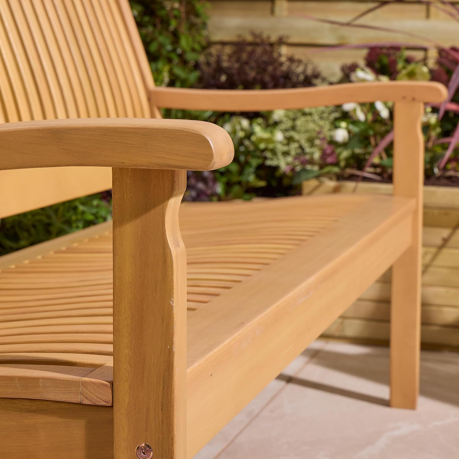3 Seater Eucalyptus Wood Garden Bench Patio Outdoor Seat 161cm