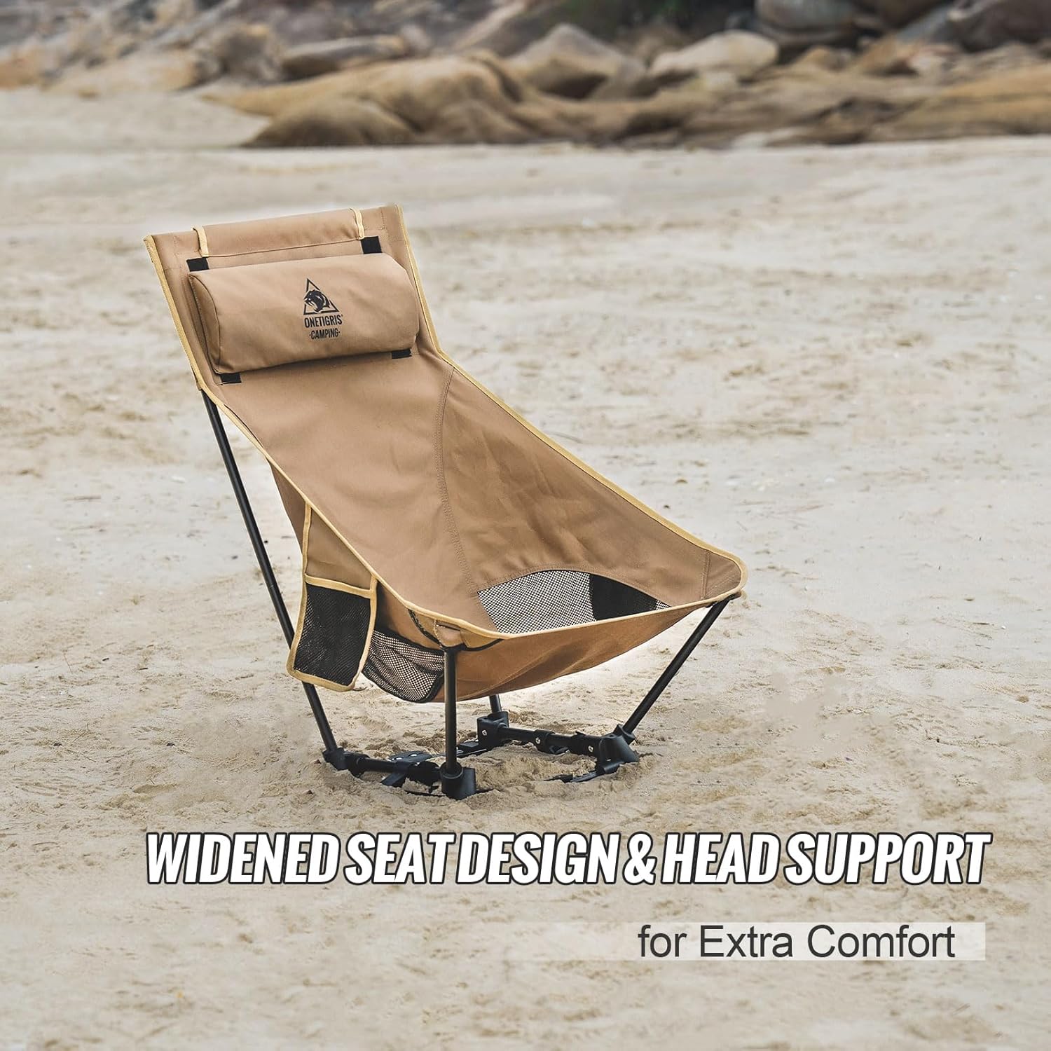 Compact Folding Camping Chair Cushion 150KG Brown