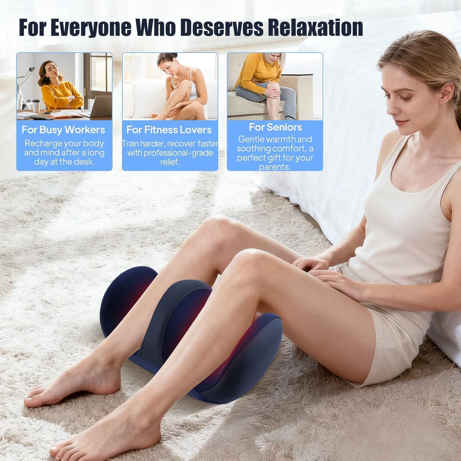 Shiatsu Foot Massager with Heat Electric Leg Calf Massage Roller