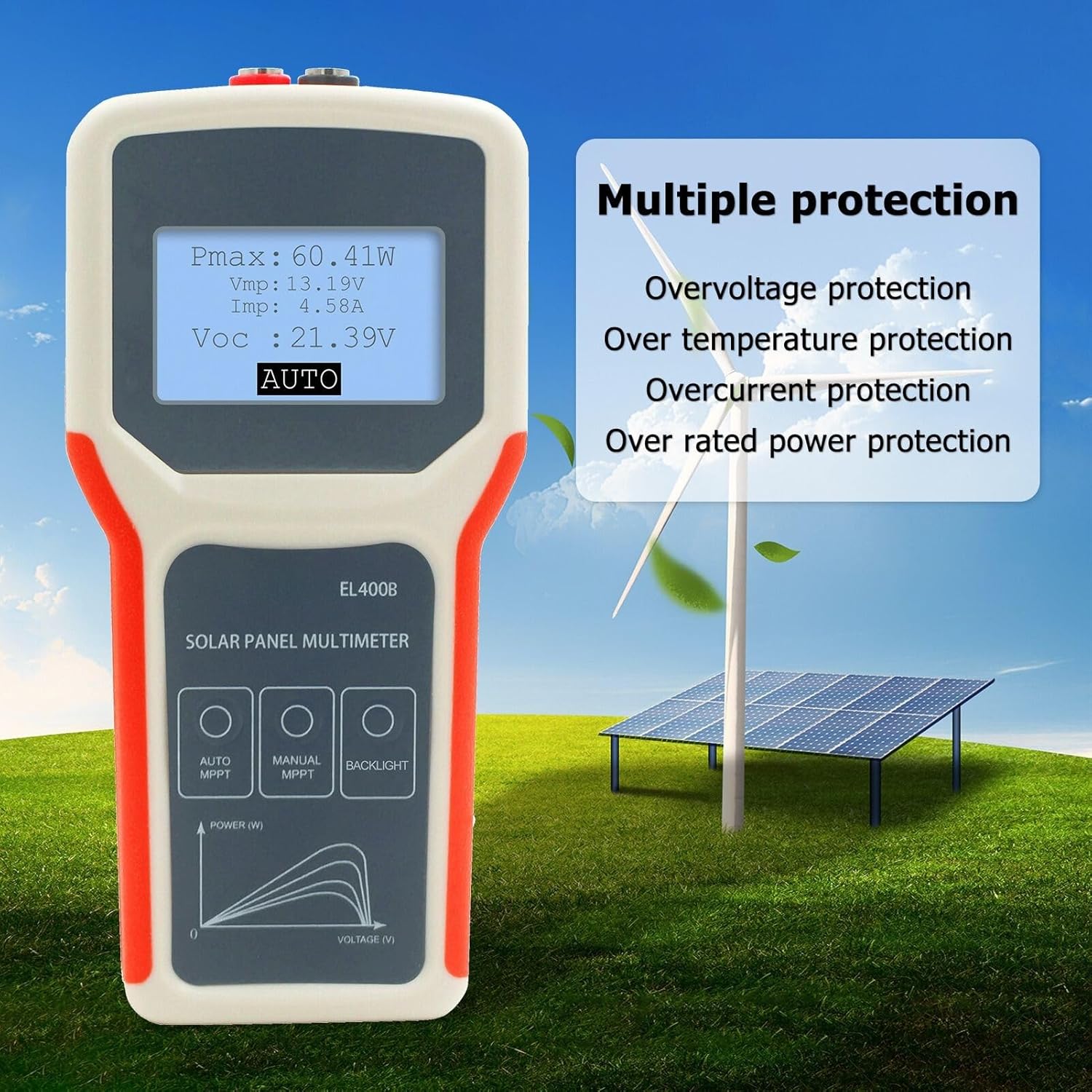 Solar Panel Tester LCD MPPT Multimeter VOC Voltage Meter