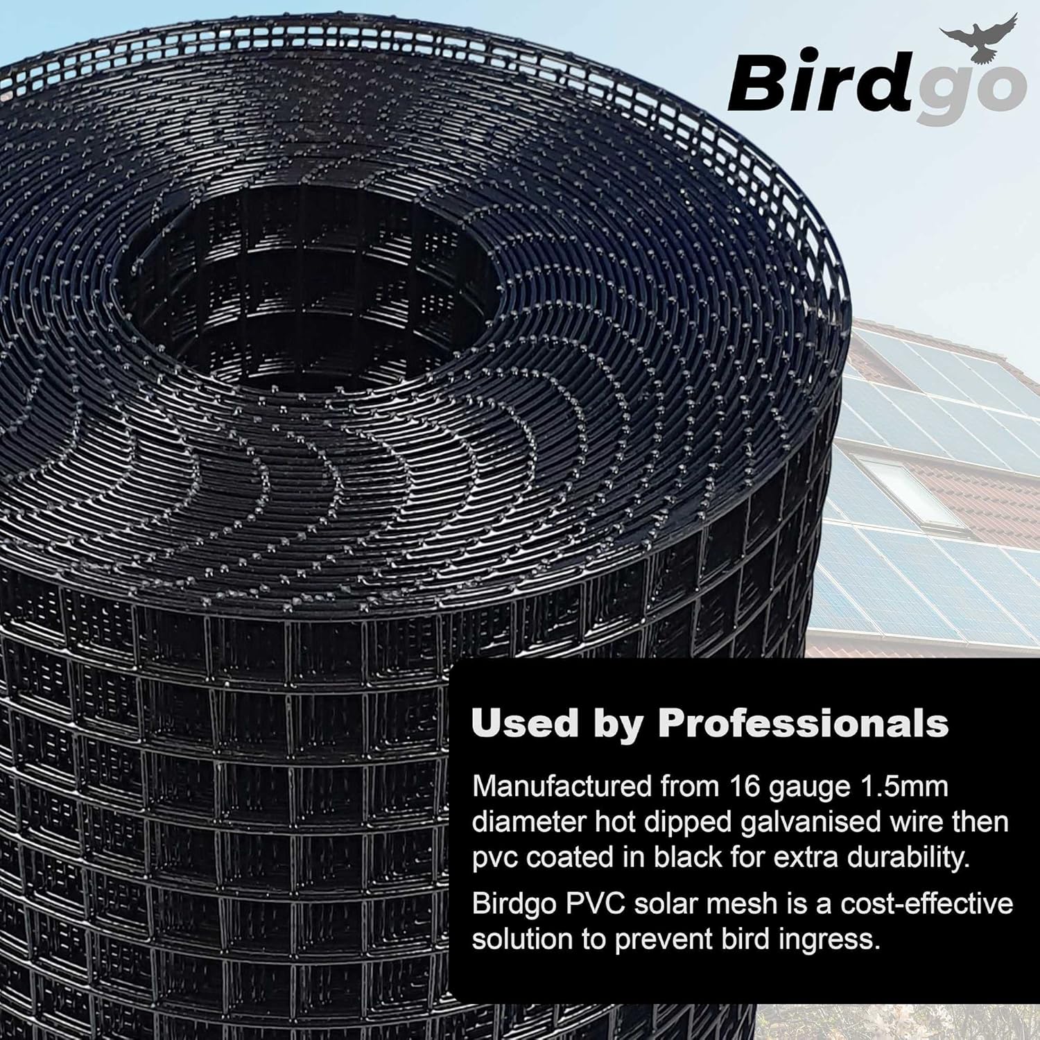 30M Black PVC Solar Panel Bird Proof Mesh Pigeon Barrier