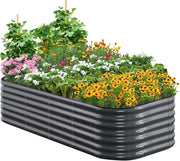 Oval Galvanized Raised Garden Bed 180x90x62cm Steel
