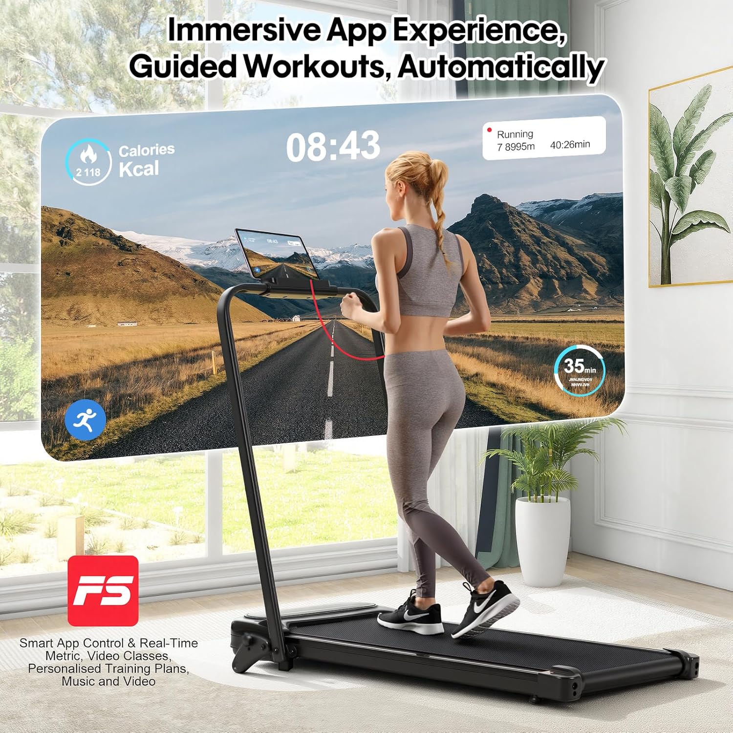Folding Incline Treadmill Walking Pad Under Desk Running Machine
